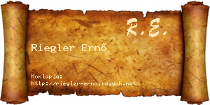 Riegler Ernő névjegykártya